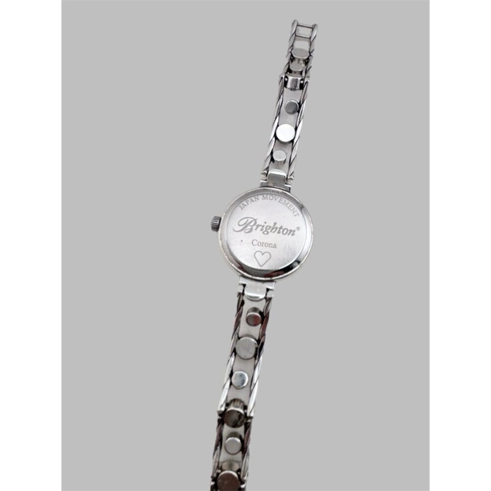 BRIGHTON HALO CORONA TANZANITE PURPLE BLUE HUES SWAROVSKI CRYST SLVR WATCH + tin - Picture 8 of 8